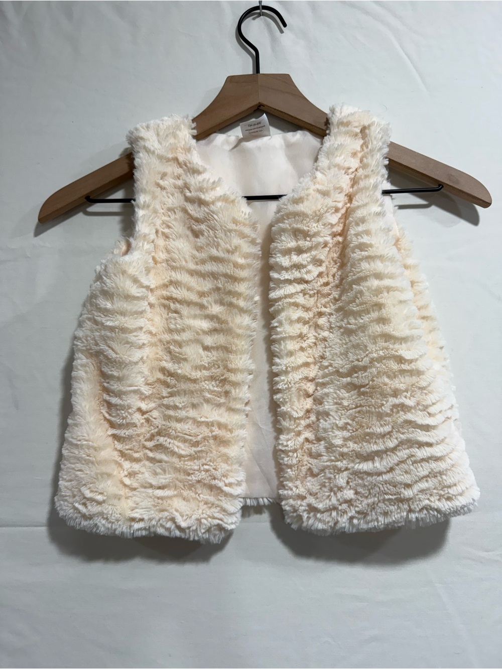 Wonder Nation Girls 6 6X Ivory Faux Fur Plush Vest Cream